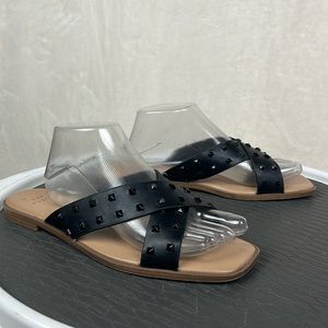A New Day Studded Black Slip on Sandals Womens 9W